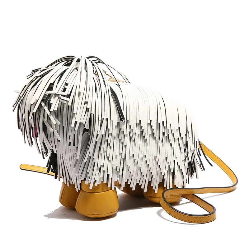 High-end PU Unique Dog Shape Shoulder Bags Personality Super Cool High Quality Tassel Women\'s Crossbody Bags 2024 Fashion New