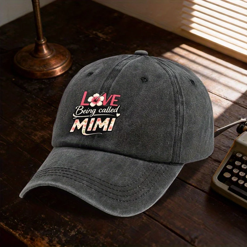 LOVE-Being-Called-MIMI-Washed-Baseball-Cap-Unisex-Adjustable-Cotton-Sun-Protection-Cap-for-All-Seasons