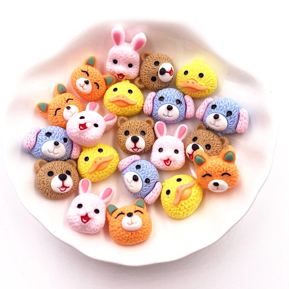 20Pcs Resin painting Colorful Kawaii Cute Rabbit Dog Fox Duck Flatback Cabochon Stone Figurines Christmas DIY Scrapbook Crafts