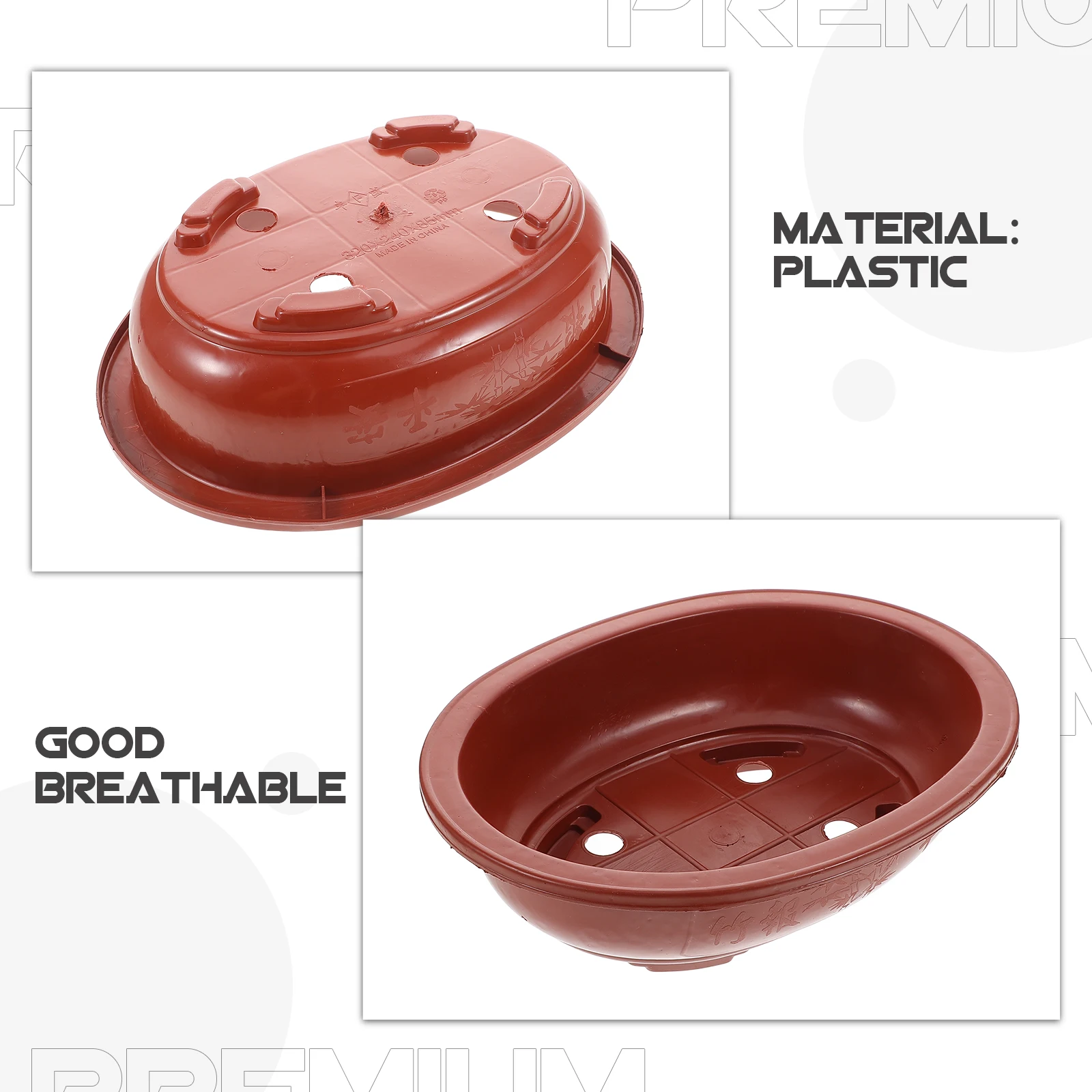 Vaso de flores grosso, 4 unidades, grande bandeja quadrada de bonsai, vasos de plantio de plástico para decoração de varanda de jardim interno, recipientes suculentos