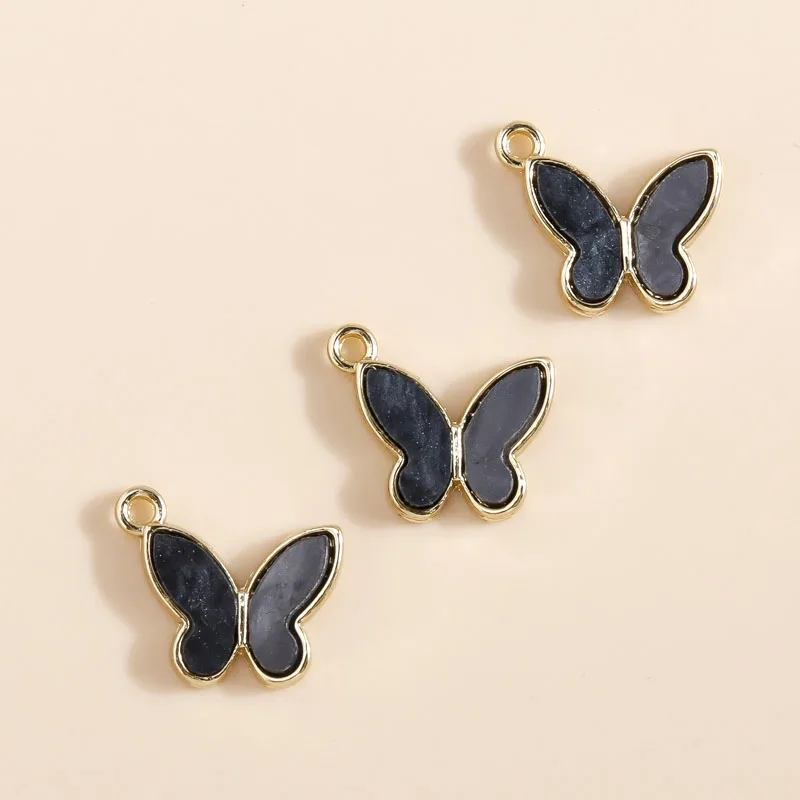 8pcs 11*14mm Cute Gold Plated Butterfly Charms Animal Pendants for Handmade Earrings Necklaces DIY Jewelry Making Accessories