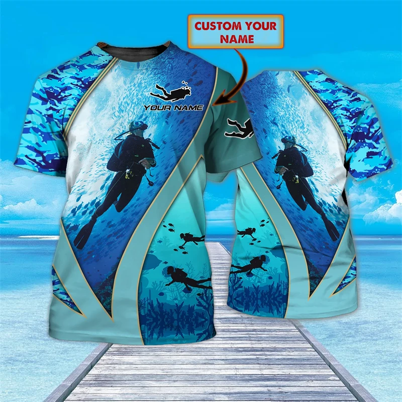 

Fashion Sports Graphic Diving 3d Printed Tshirts New Trend Personalized Name Men Women Loose T Shirt Team Uniforms Running Tops