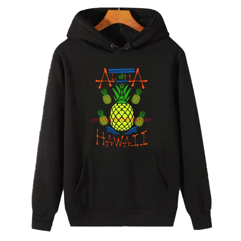 Hello Hawaii Pineapple Funny Graphic Hooded Sweatshirts Winter Thick Sweater Hoodie Suitable For All Ages Men's Winter Sweater