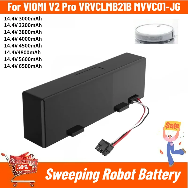 High Capacity Sweeping Robot Battery 14.4V 6500mAh for VIOMI V2 Pro VRVCLMB21B MVVC01-JG New High Quality Replacement Battery