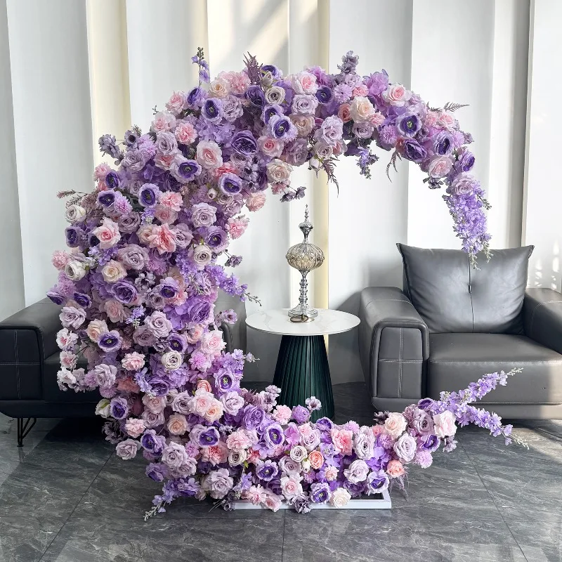 wedding decoration background floral purple moon arch wrought iron floral art