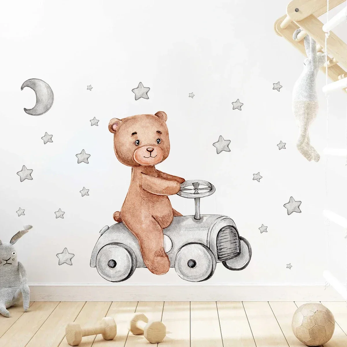 1Pc Star Bear Drive Wall Stickers Kids Room Home Decoration for Bedroom Wall Decals Children\'s Room Decor for House Living Room