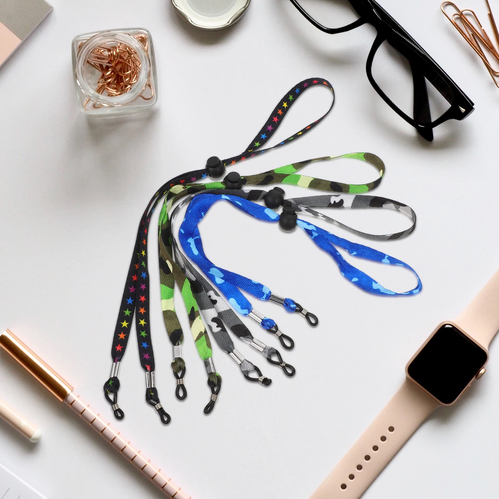 

4pcs Strong Polyester Glasses Lanyard Sunglasses Rope Anti Eyewear Strap Portable Fixing Cord For Outdoor Sports And Travel