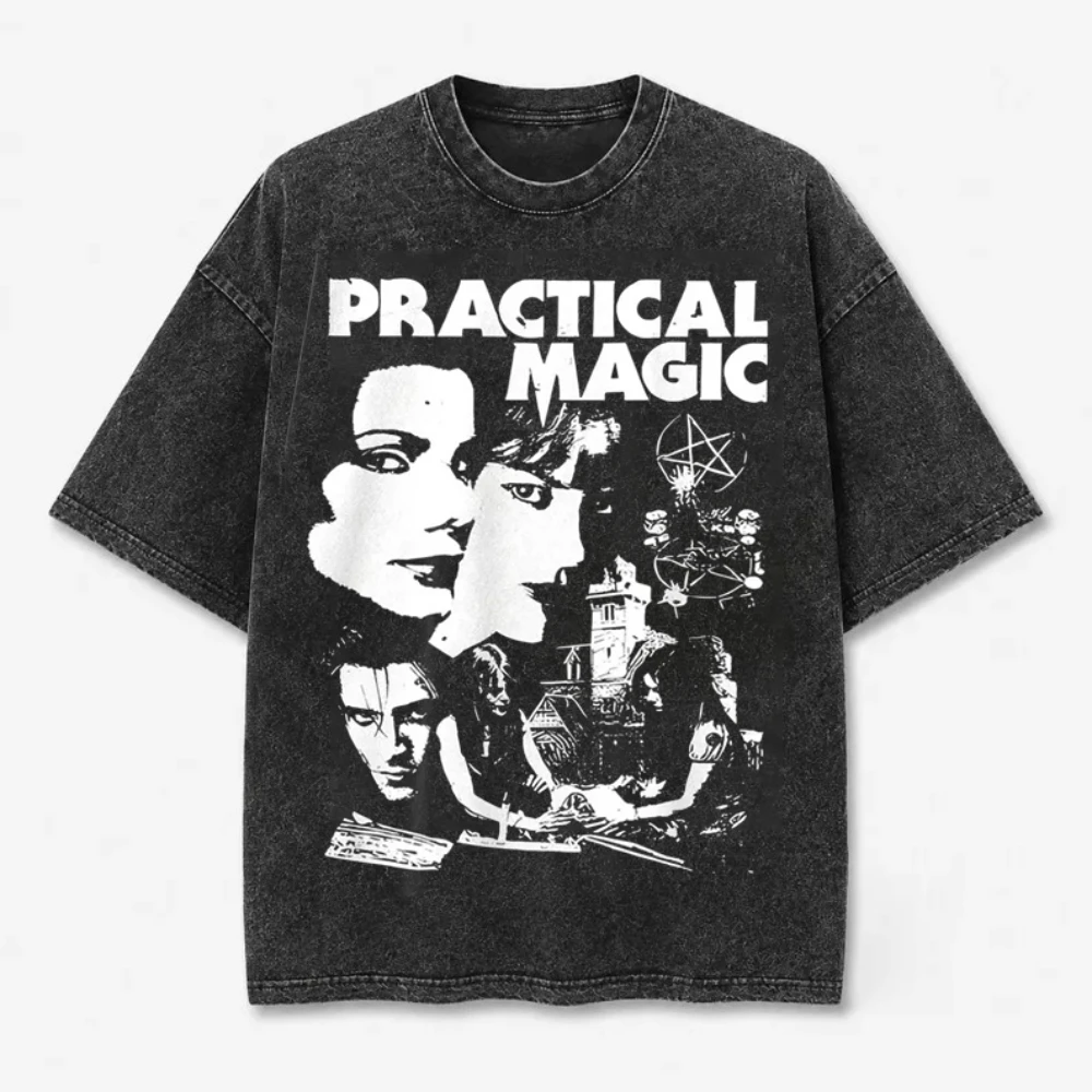 Practical Magic Vintage Graphic Tee 90s Witch Movie Washed Oversized T-Shirt Crewneck Sandra Bullock Nicole Kidman Unisex Gift