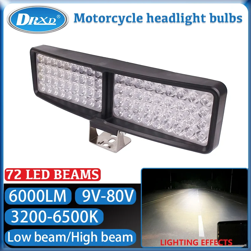 

60W 6000LM LED Motorcycle Headlight 3200-6500k DC9~80V Motobike Light High Beam Low Beam Light White Lamp Water Proof Spotlights