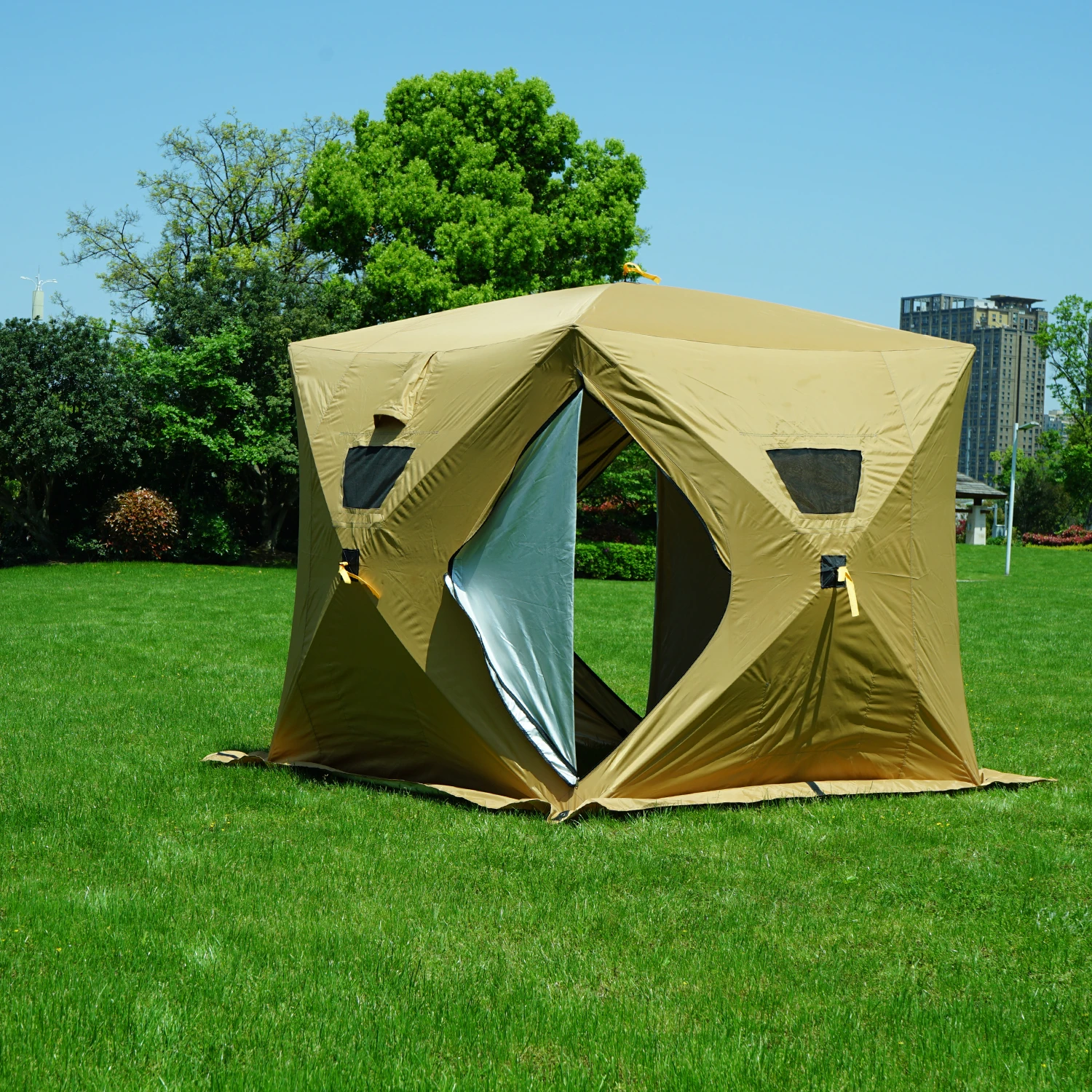 Outdoor Camping Tent With Attached Bottom Winter Ice Fishing Family Automatic Instant Tent