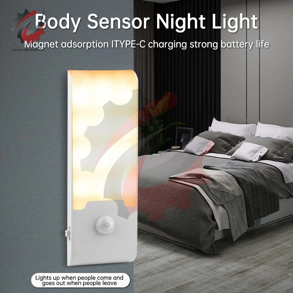 Light Control Human Body Induction Light Wireless Magnetic Suction LED Night Light Human Presence Motion Sensor Lamp Type-C