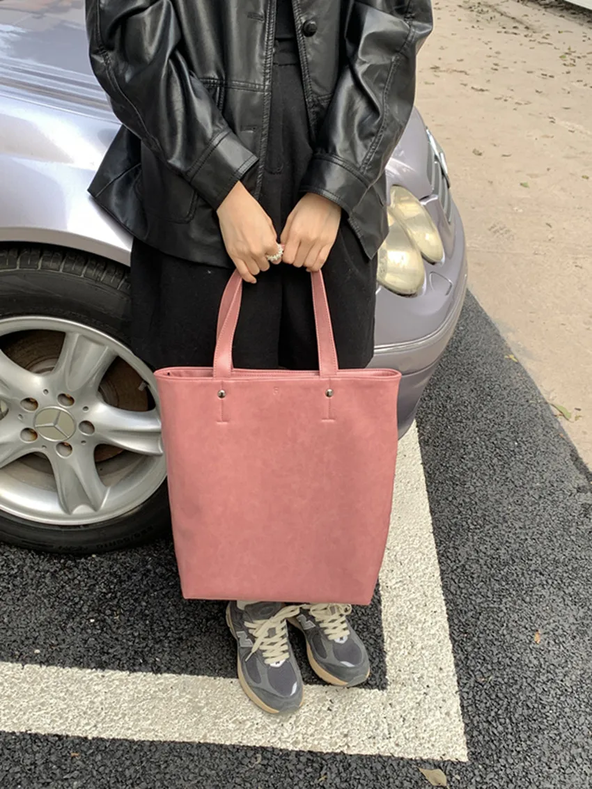 Wide Shoulder Strap Ladies 2024 Korean Niche Solid Crossbody Bags Pink Large Capacity Portable Slung Tote Bag New