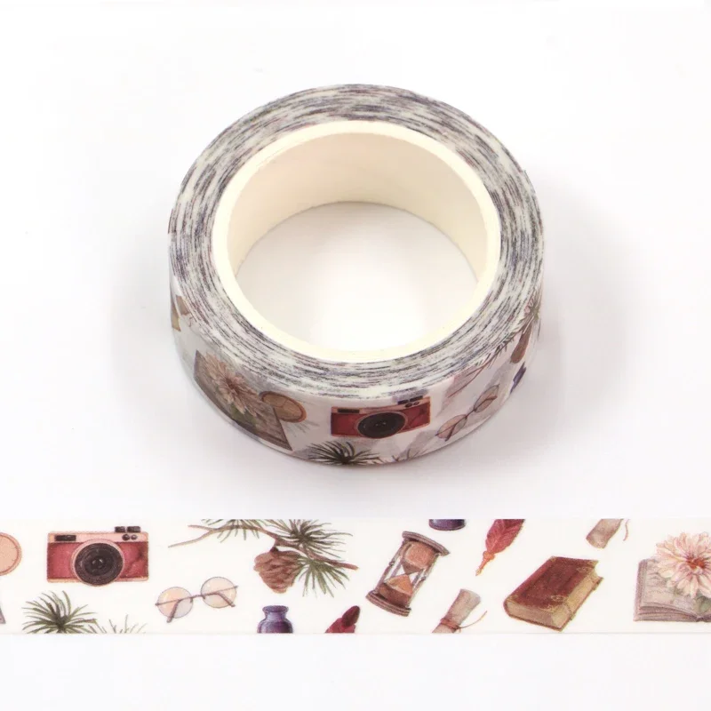 NEW 1PC 10M Cute Vintage Book and Camera Washi Tape for Scrapbooking Planner Adhesive Masking Tape Stationery Supply