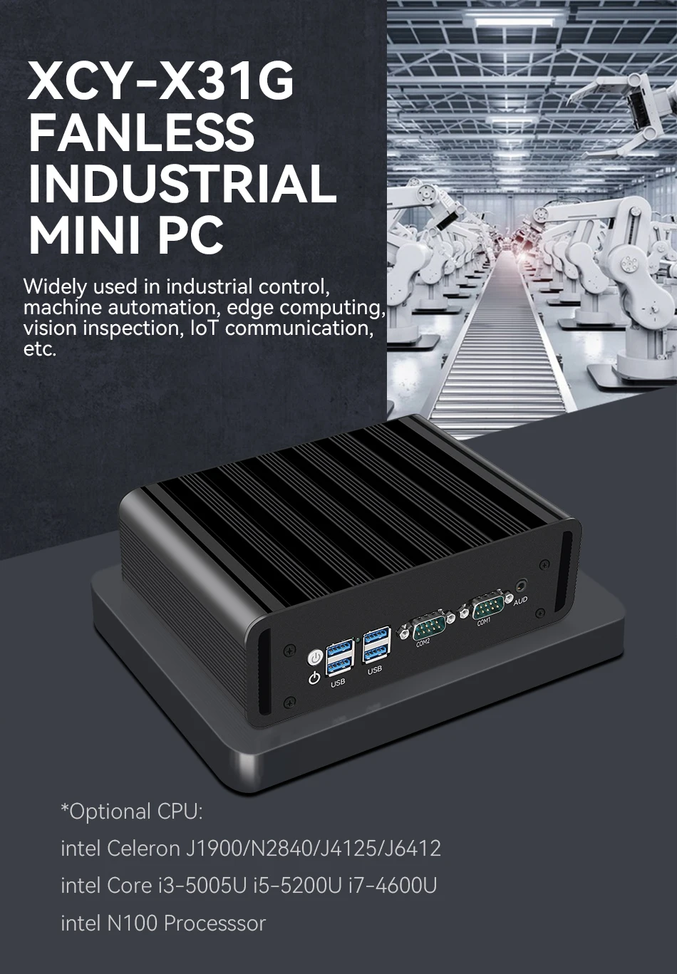 Fanless Industrial Mini PC Intel N100 J6412 2x Ethernet 2x COM RS232/485 6x USB 4G LTE SIM Card WiFi Windows Linux