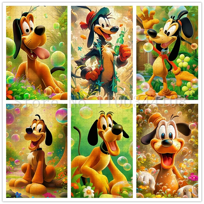 35/300/500/1000 Pieces Disney Pluto Dog Puzzles for Children Intelligence Game Toys Cartoon Puzzles Handmade Toys & Hobbies