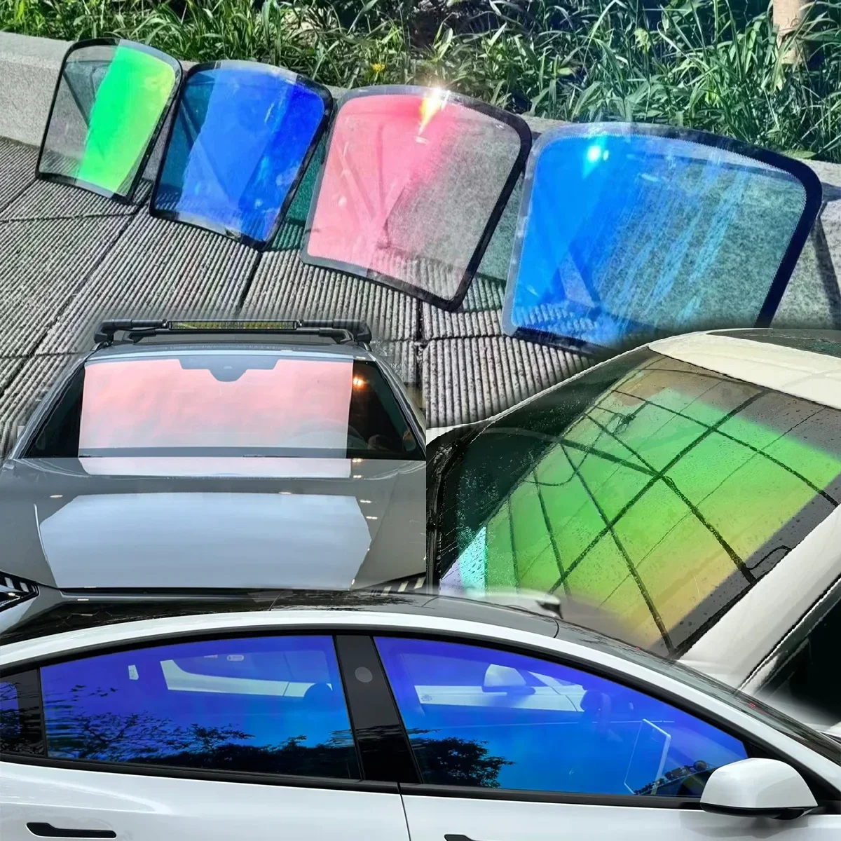 Green/Blue/Red Chameleon VLT 64~78% Windscreen Foils Car Front Rear Window Tint Windshield Protection Solar Tinting Film