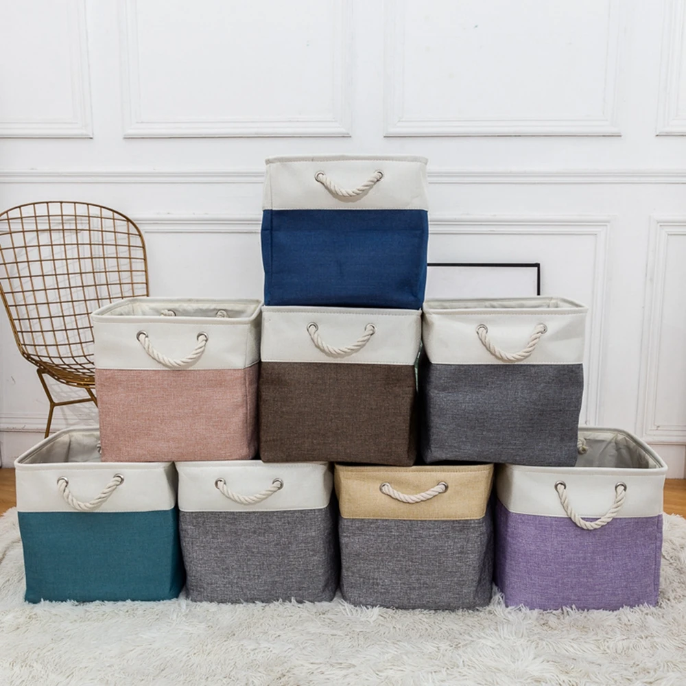 Pet Dog Toy Storage Basket Dog Canvas Bag Foldable Pet Toys Linen Storage Box Bins Toys Organizer Storage Dog Accessories