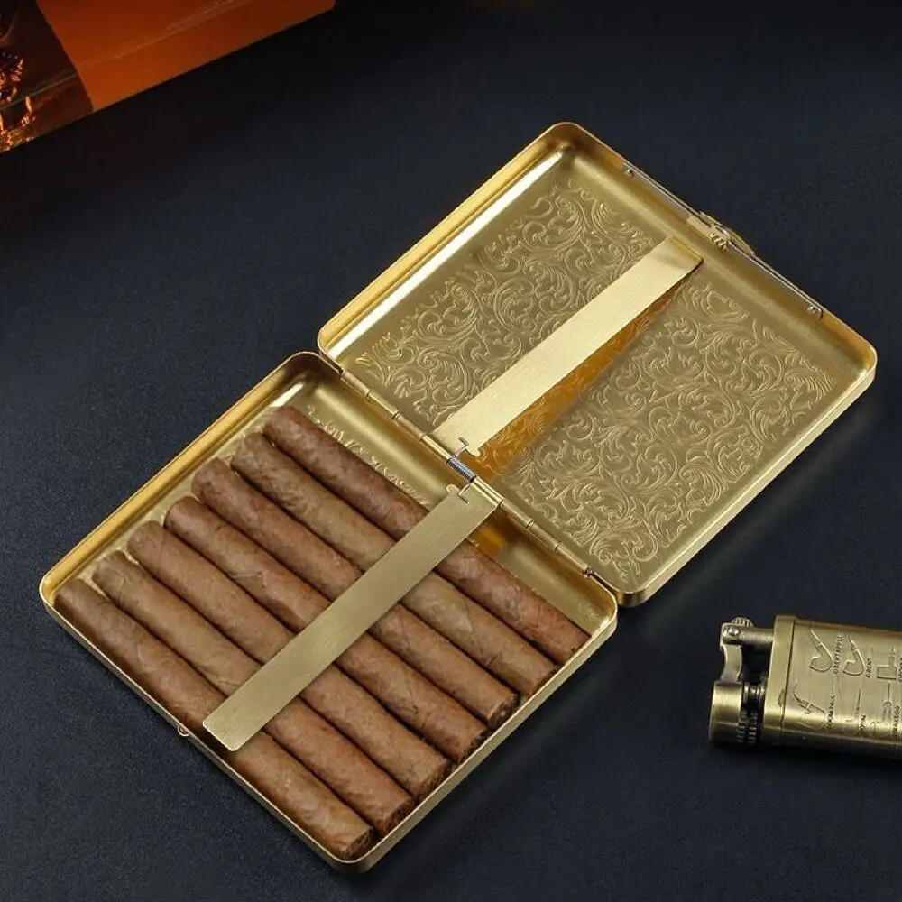 

Small Cigar Box, With Pressure And Moisture-Proof Features, Made Of Metal And Brass.