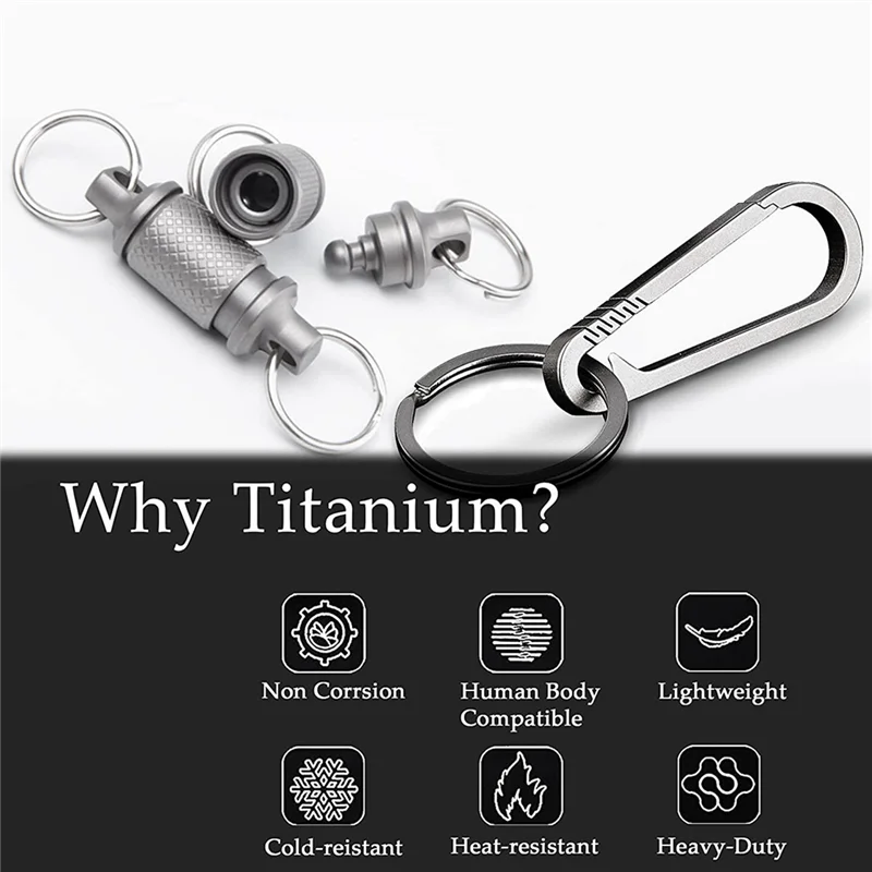 Quick-Release Keychain Set With Titanium Carabiner And Keyrings, Convenient