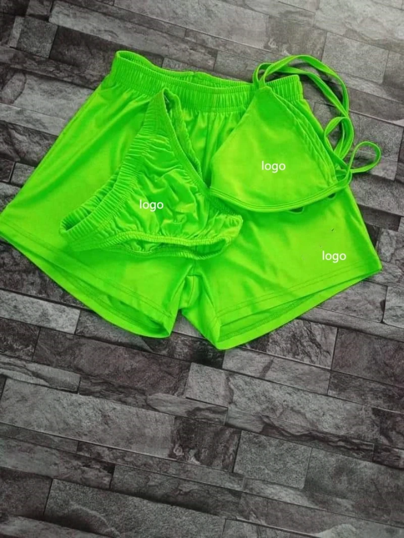 N--K 2023 Summer Women 3 pieces Solid Swimming tracksuits brand logo sexy bikini three pieces set beach wear women Swimsuits