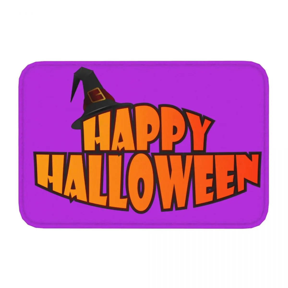 Halloween Pumpkin With Witch Hat 2 Front Door Mat Anti-Slip Indoor Quick Dry Doormat Living Room Entrance Rug Carpet