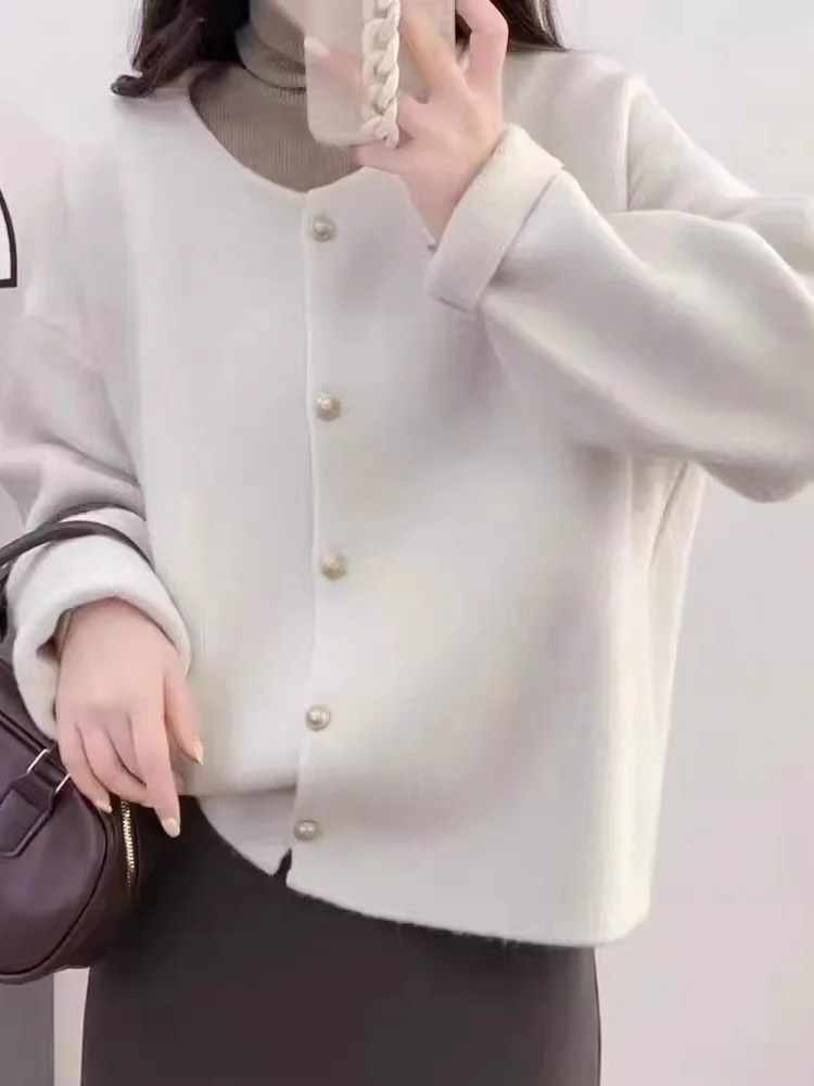 موضة جديدة واحدة الصدر سترة سترة المرأة الخريف الشتاء طويلة الأكمام المرأة البلوزات معطف أبلى فضفاض غير رسمي #2