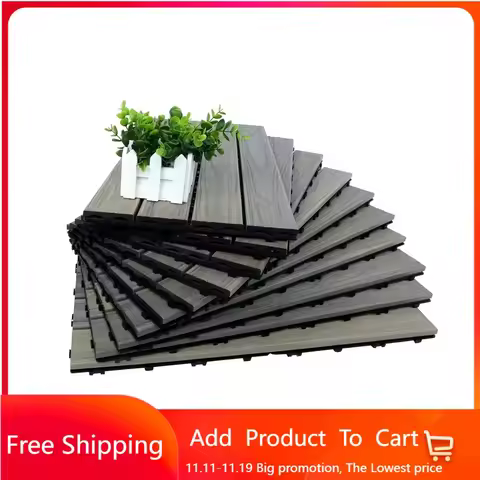 Wood-Plastic Composite Patio Deck Tiles,DIY Interlocking Decking Tiles, Floor Tile,Water Resistant Indoor Outdoor