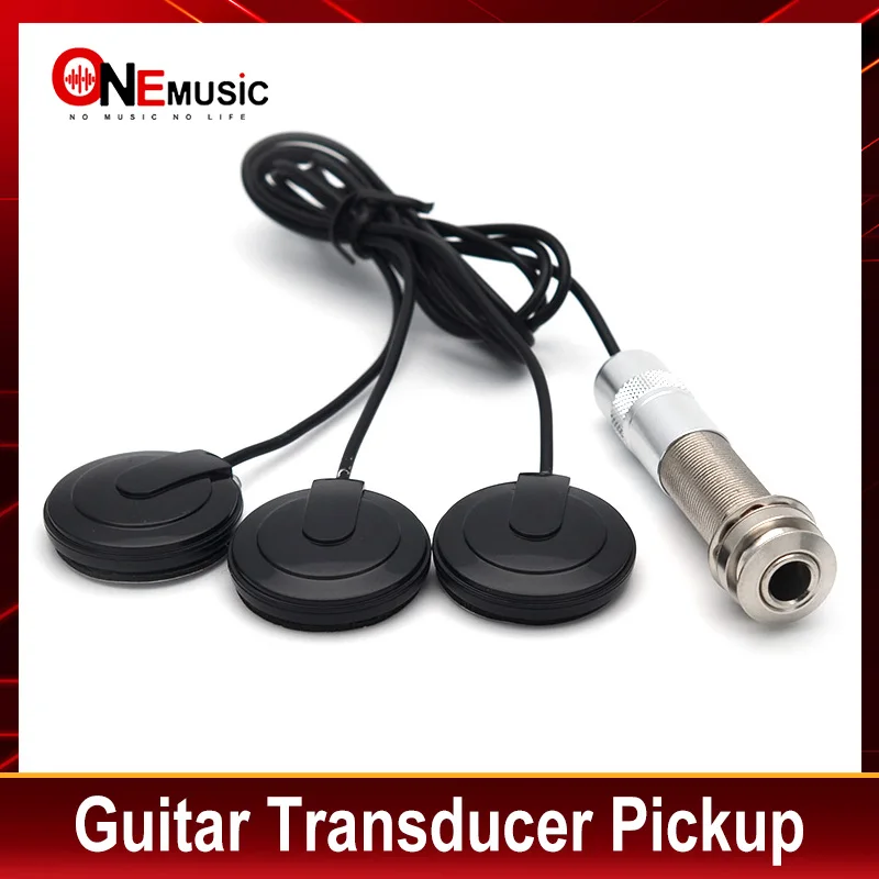 Universal Guitar Pickup 3 Head Piezo Transducer For Acoustic Guitar Ukulele Mandolin Banjo Black