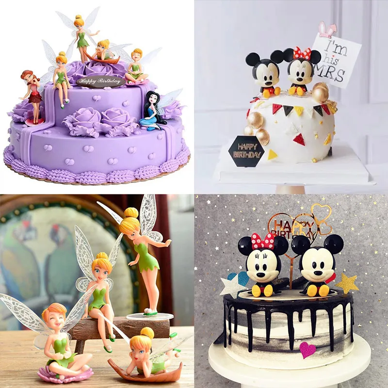 Mickey Mouse Minnie Or PVC 6 pieces/set Tinker Bell Figures Toy Mini Doll Clubhouse Birthday Party Background Cake Decoration