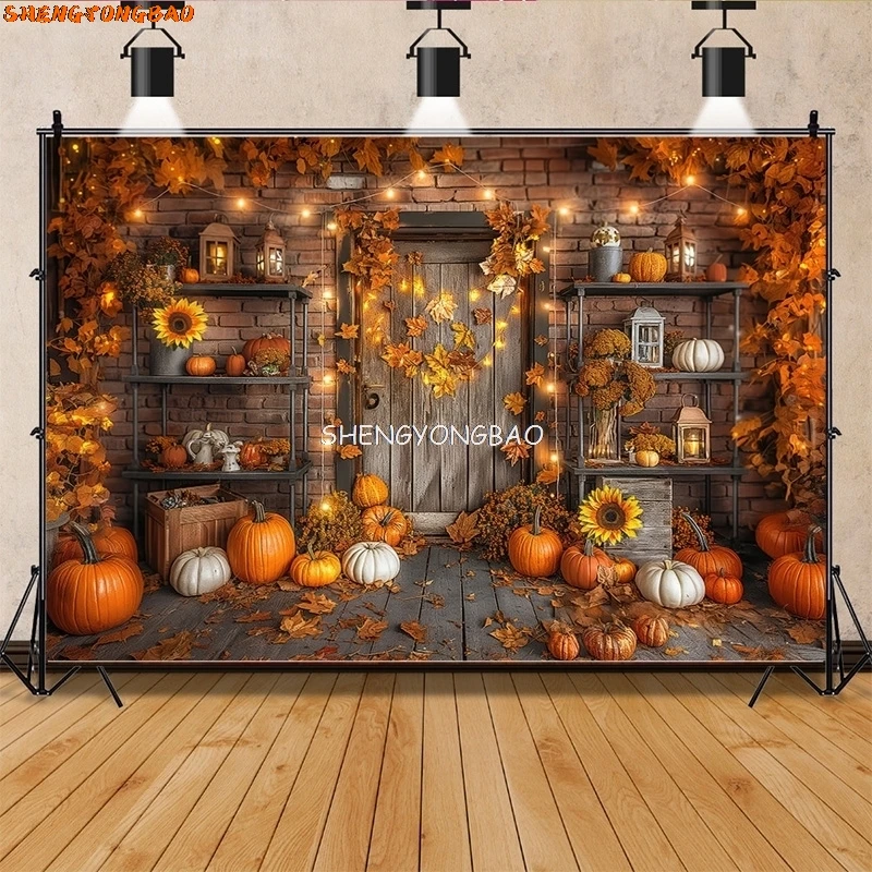 ハロウィーンの日の写真の背景の小道具,ワゴンのテーブルクロス,カボチャのドアが付いた秋のシーン,写真スタジオの背景,HW-01