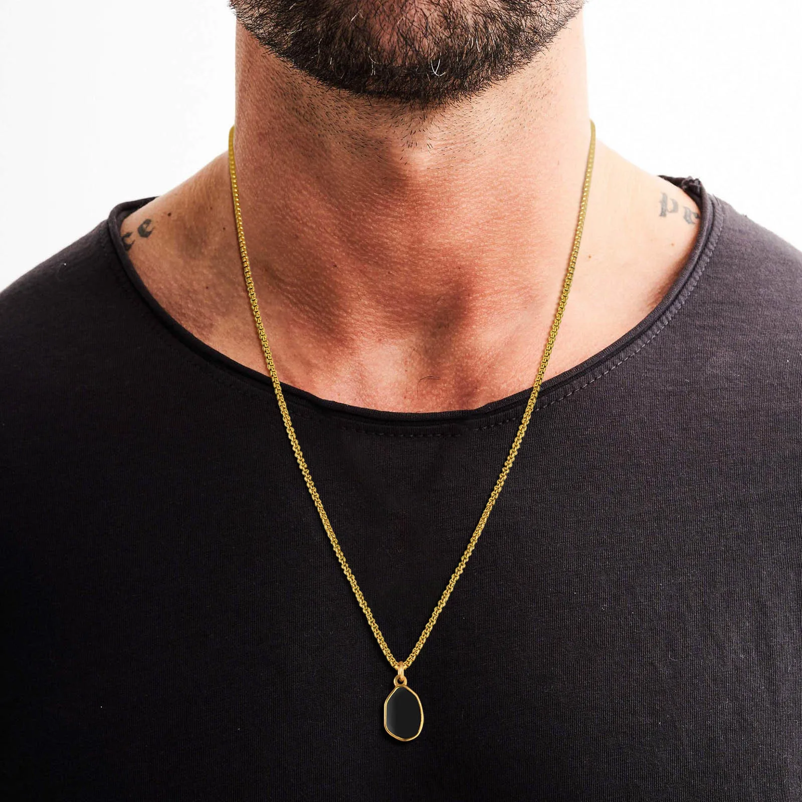 New Trendy Irregular Geometric Pendant Necklaces for Men Jewelry, Stainless Steel Gold Color Box Chain Collar Gifts