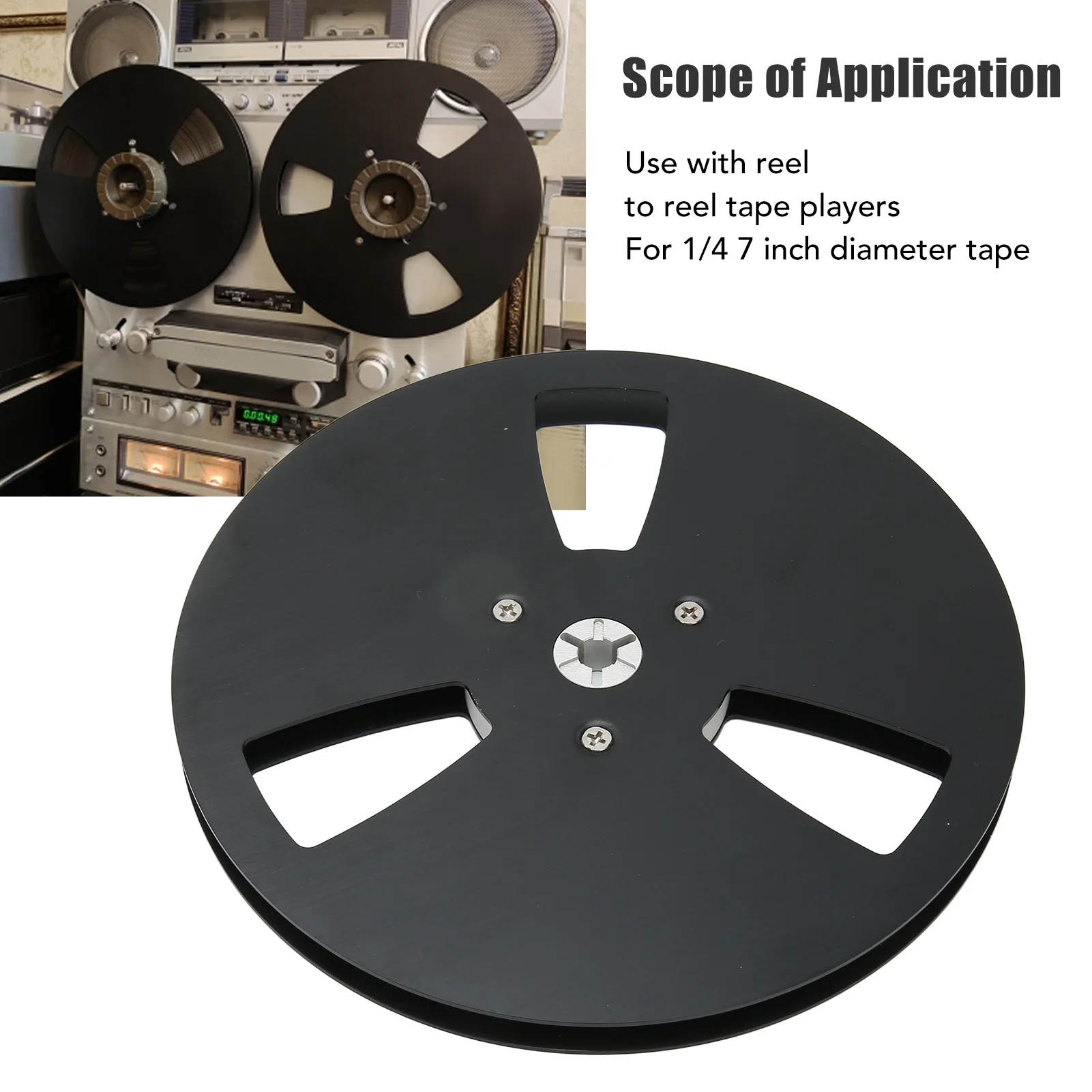 

1/4 7 Inch Empty Tape Reel 3 Holes Aluminum Alloy Open Reel Takeup Reel for NAB Black Aluminum Takeup Reel Takeup Reel