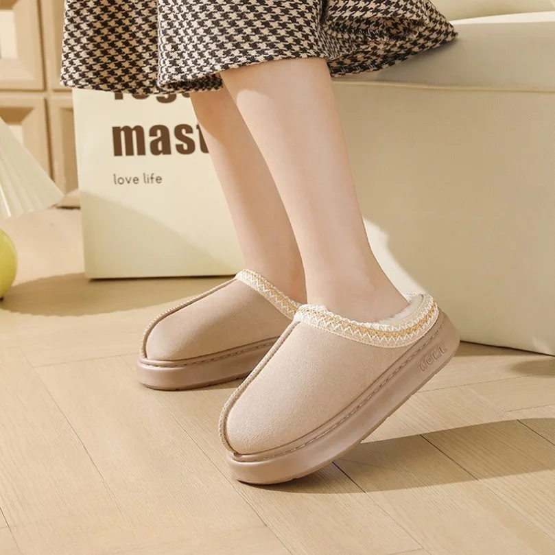 

Домашние тапочки, женские термостойкие зимние теплые меховые плюшевые домашние тапочки для ленивых женщин, пушистая домашняя обувь, мужские шлепанцы на плоской подошве для гостиной