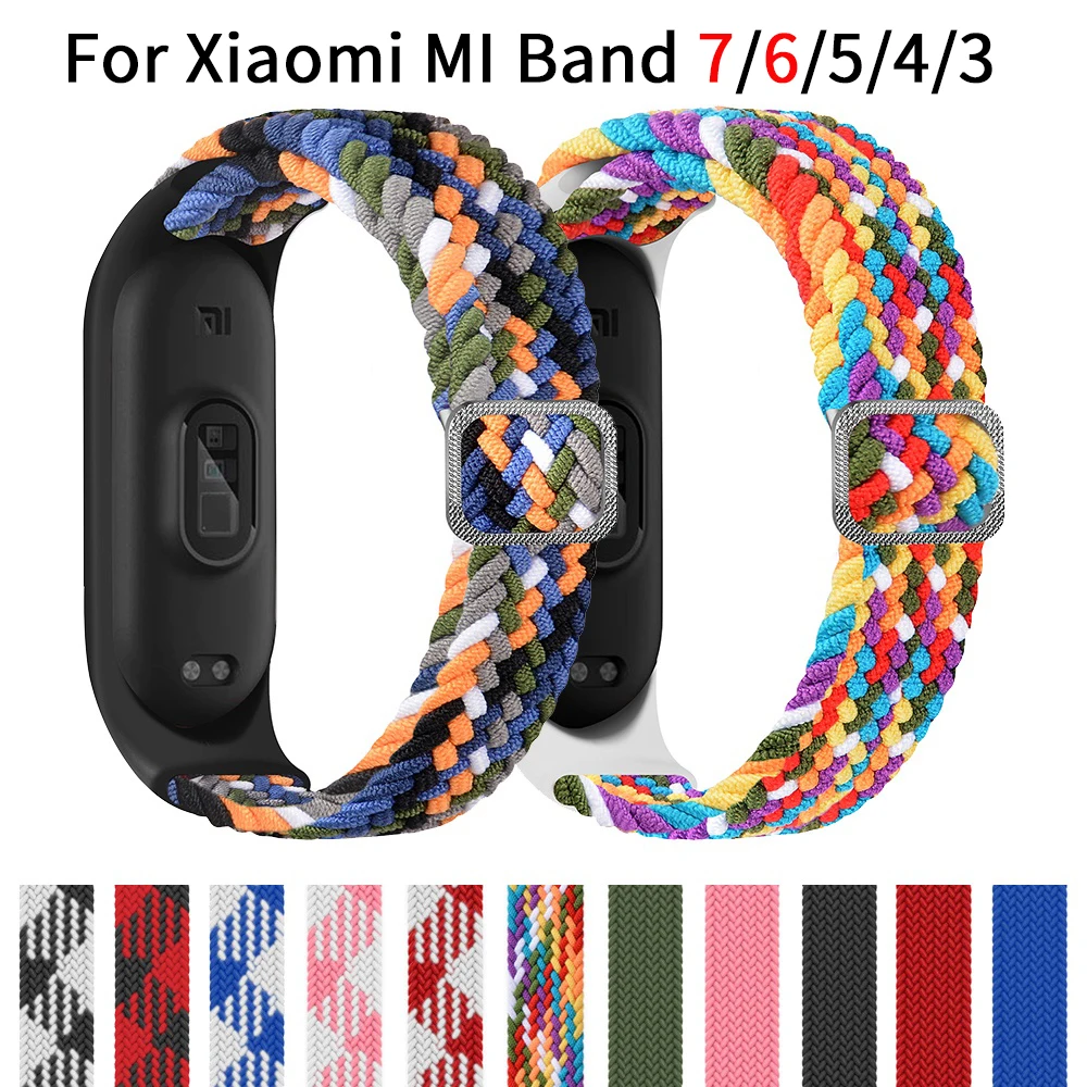 Cinturino per Mi Band 9 8 7 6 5 4 cinturino elastico regolabile in Nylon intrecciato Miband6 Miband 5 Correa per Xiaomi Mi Band 5 6 bracciale