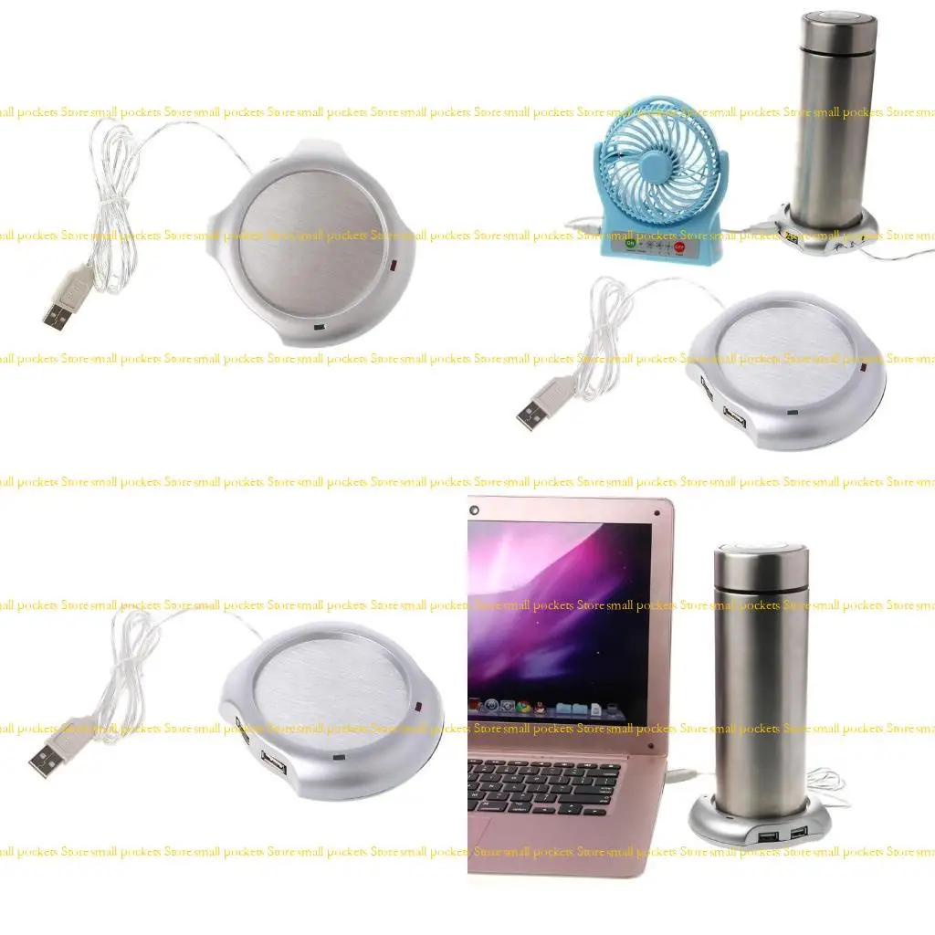 R1WD Coffee Mug Warmer USB Desk Electric Mug Warmer with 4 Port USB Hub Laptop
