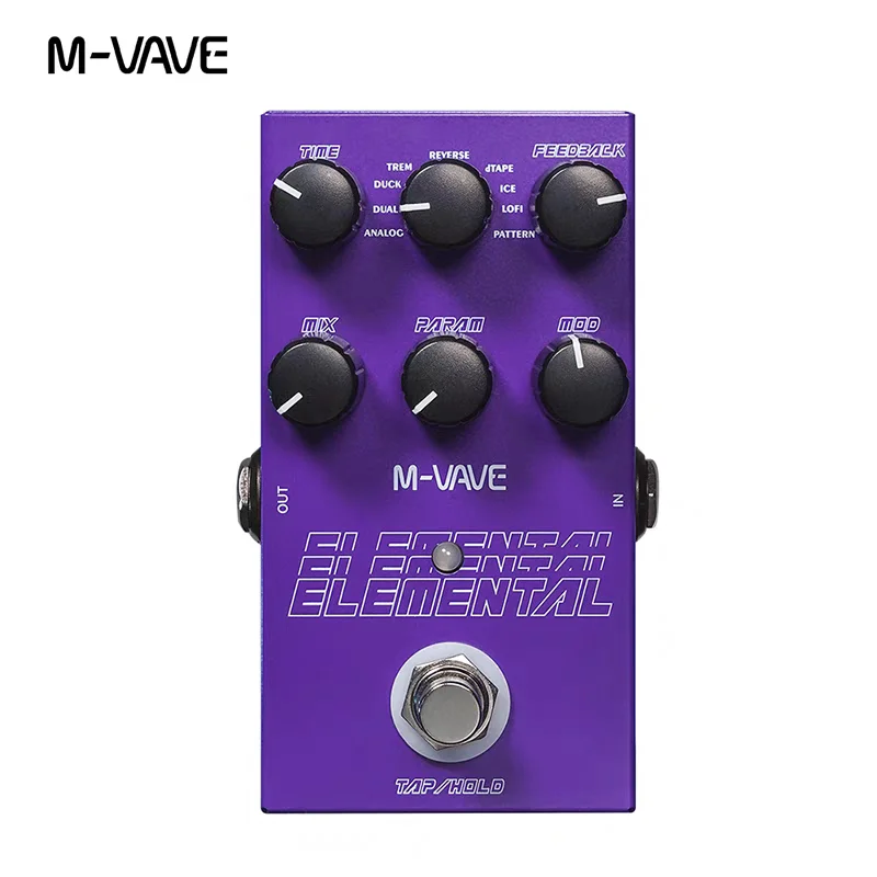 M VAVE Elemental Guitar Delay Effect Pedal Digital Modeling 9 Delay Types Single Block Effect Processor For Guitar Players