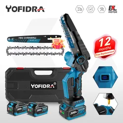 YOFIDRA 8 Inch Brushless Electric Chainsaw Cordless Woodworking Pruning Saw Garden Cutting Power Tool For Makita 18V Battery