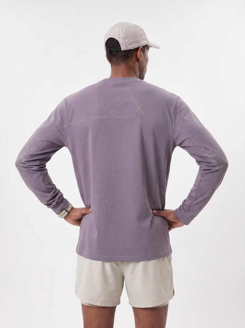 Herren Outdoor Bergstil Langarm-T-Shirt – Reflektierendes Stretch-Wanderoberteil, Leichtes Atmungsaktives Bedrucktes T-Shirt für den Herbst – Detail 6