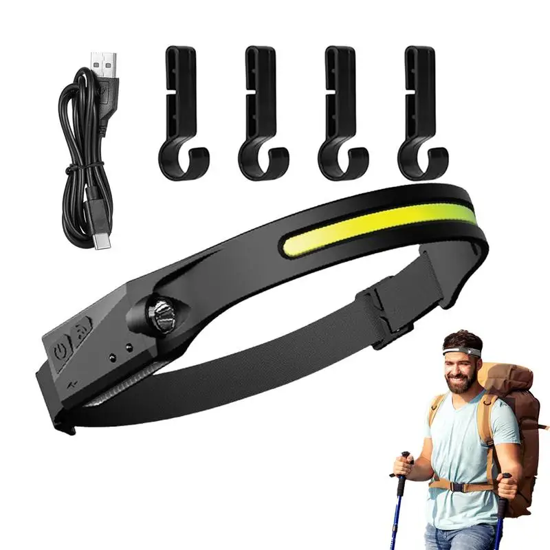 Headlamp Flashlight Bright Led Rechargeable Headlight USB Headband Camping Running Headlamps With Motion Sensor For Fishing