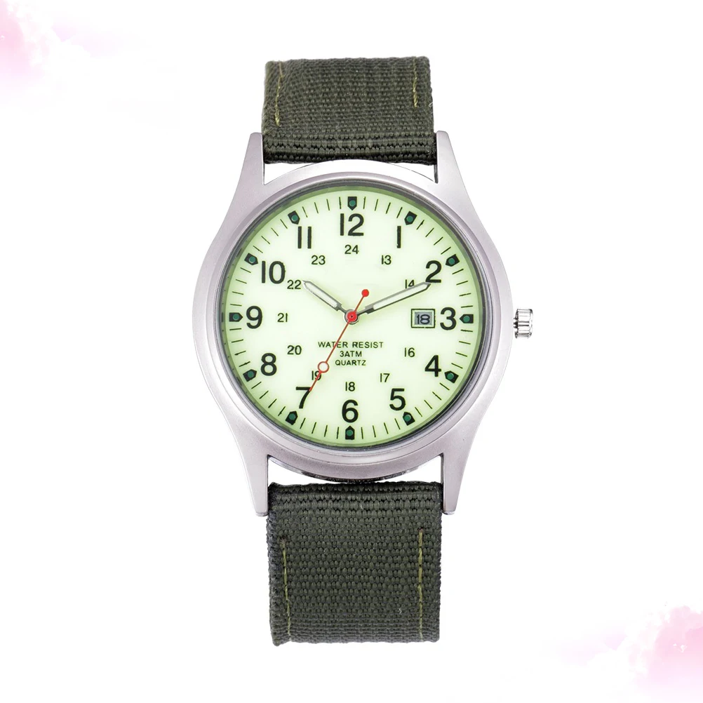 

Military Watch Luminous Green Canvas Band Wrist Fashion for Men Quartz Sports Men's