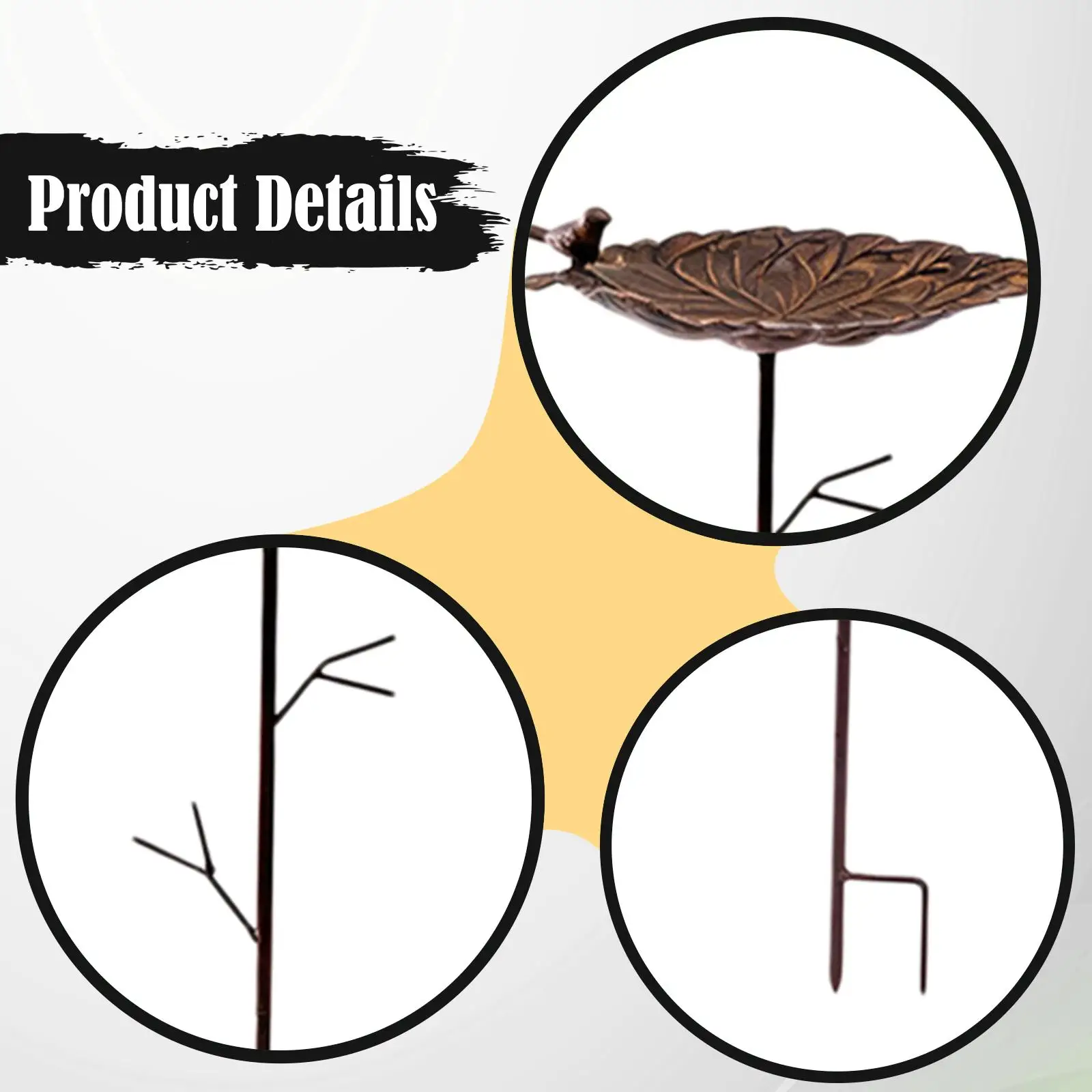 Outdoor Bird Bath Garden Birdbath Craft Garden Decoration Elegant Leaf Shaped Standing Bird Water Bowl for Backyard Lawn