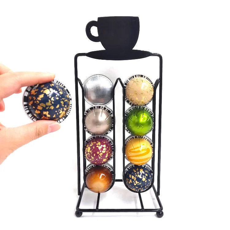 

Coffee Pod Holder Rotatable Vertuo Line Coffee Capsule Pods Holder Display Stand Metal 16 Cups Storage Organizer Shelves Rack