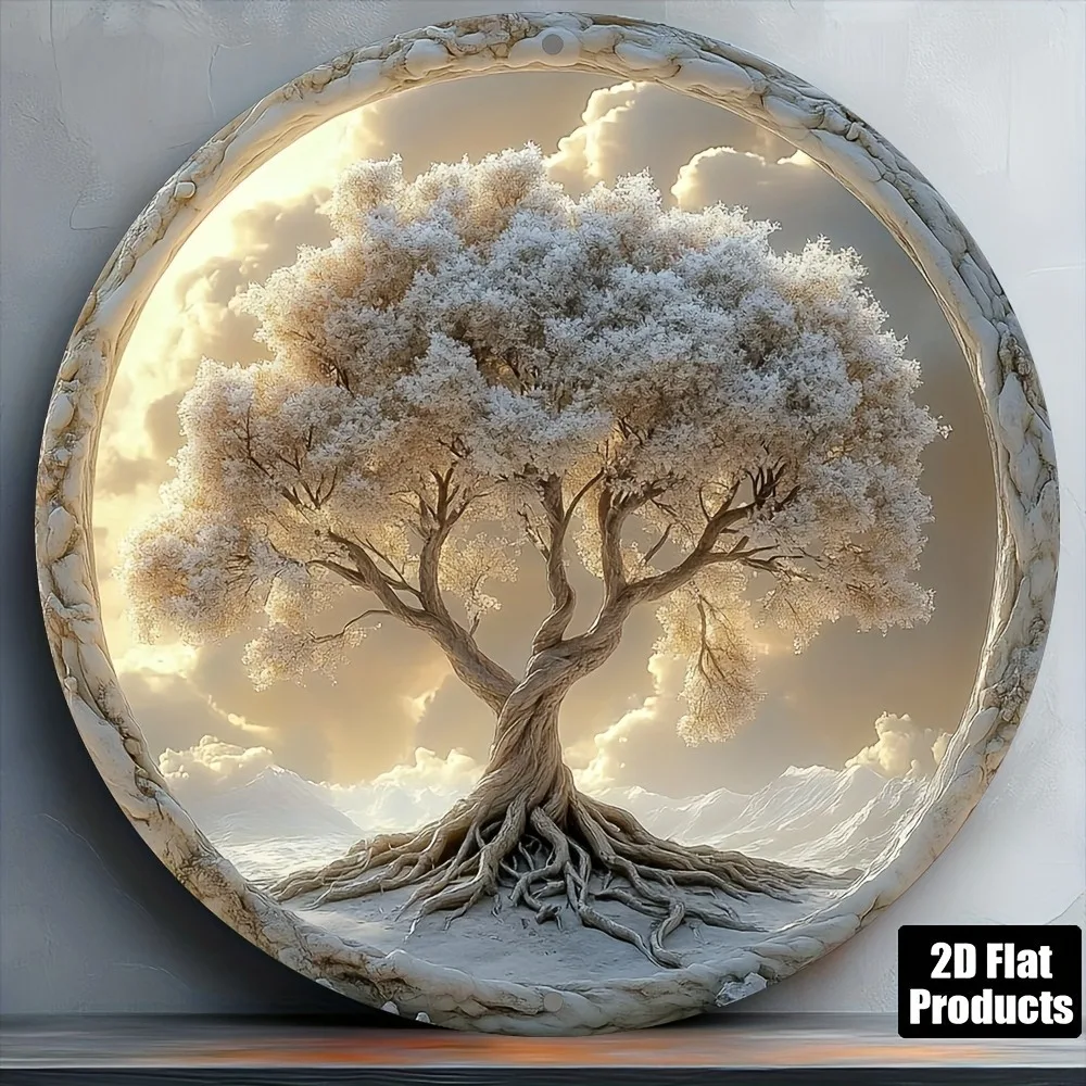 CIFBUY Vintage Tree Of Life Aluminum Wall Art Waterproof Scratchproof Metal Sign For Home Cafe Bar Indoor Outdoor Decor