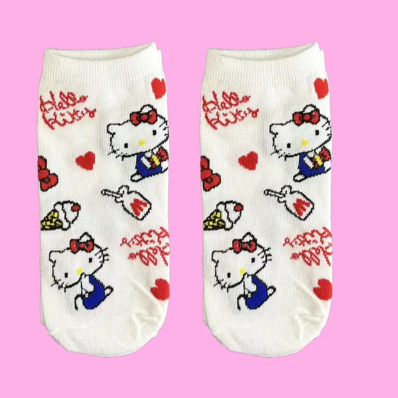 1/5 paar Sanrio Hello Kitty Cartoon Anime Leuke halfhoge sokken voor dames
