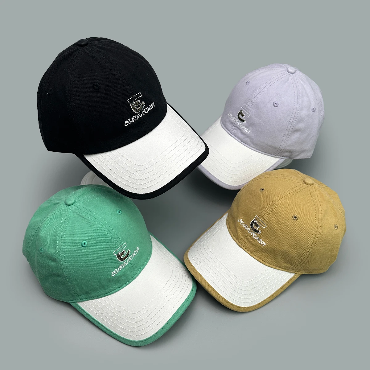 

Color Block Embroidered E Letters Baseball Hats New Unisex Versatile Casual Sunshade American Style Fashion Outdoor Peaked Caps