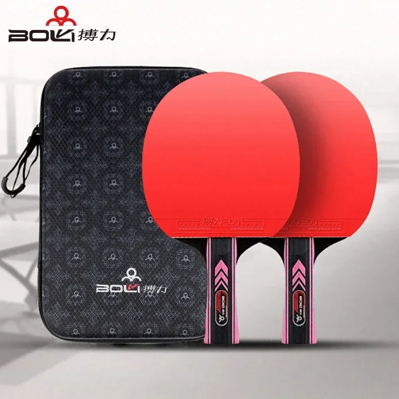 BOLI F01 F02 F03 Table Tennis Double Rackets Set No-tacky Rubber Double Ping Pong Racket With Hard Waterproof Bag For Beginner