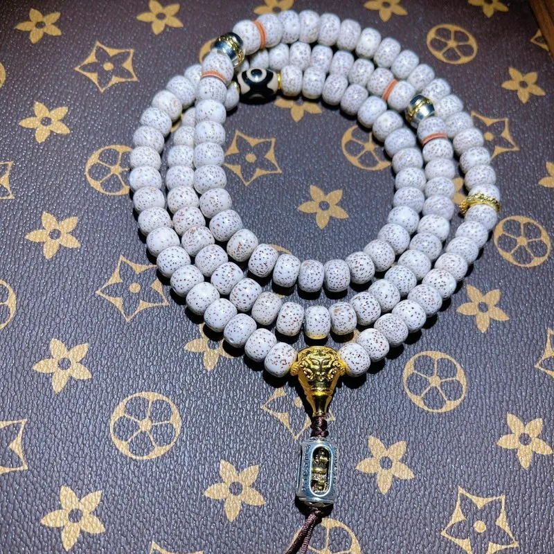 Original DIY Hainan Star Moon Bodhi Bead Bracelet, 108 beads, high-density, smooth white, suitable for both men and women, a col