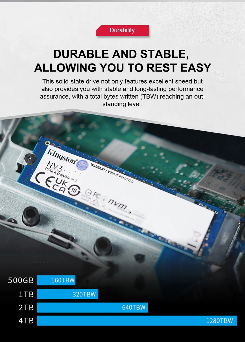 Kingston NV3 SSD PCIe 4.0 Gen 4x4 500GB 1TB 2TB Bis zu 6000 MB/s M.2 2280 NVMe Solid-State-Laufwerk für PC Original-Festplatte – Detail 9