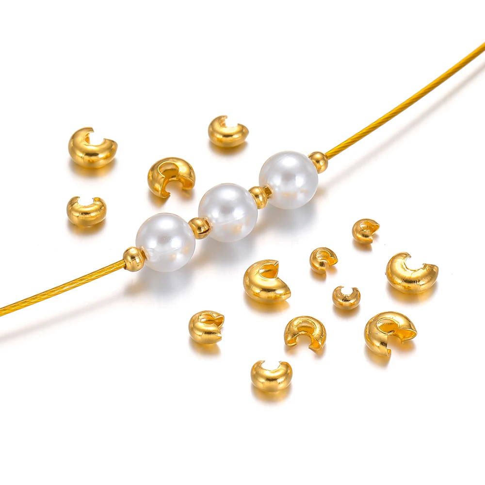 50pcs Stainless Steel Gold Color Moon Beads for DIY Jewelry Necklace Bracelet Charms Supplies Findings Accessories Making Crafts