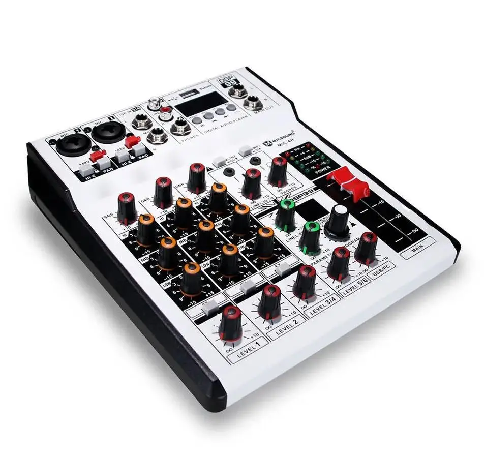

XTUGA FX6 Portable 6 Channels BT Audio Sound Mixer Multifunctional Mixing DJ Console USB 16 DSP Effects Mixer